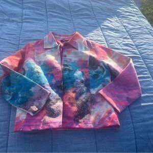 NWT Kaktus Pink/Multicolored Watercolor Jacket Size Large